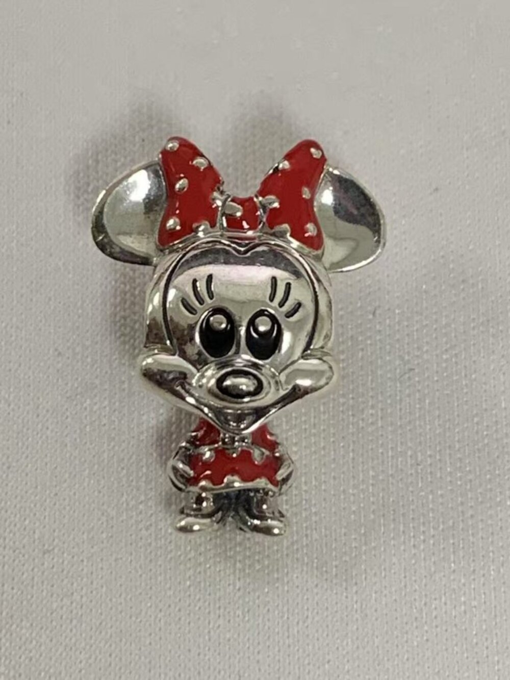 Pandora Disney Minnie Mouse Dotted Dress & Bow Charm, S925 Silver Jewelry